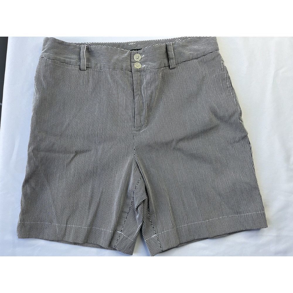 Lauren‎ Ralph Lauren Shorts Women 8 Black White Striped Seersucker Golf Golfer